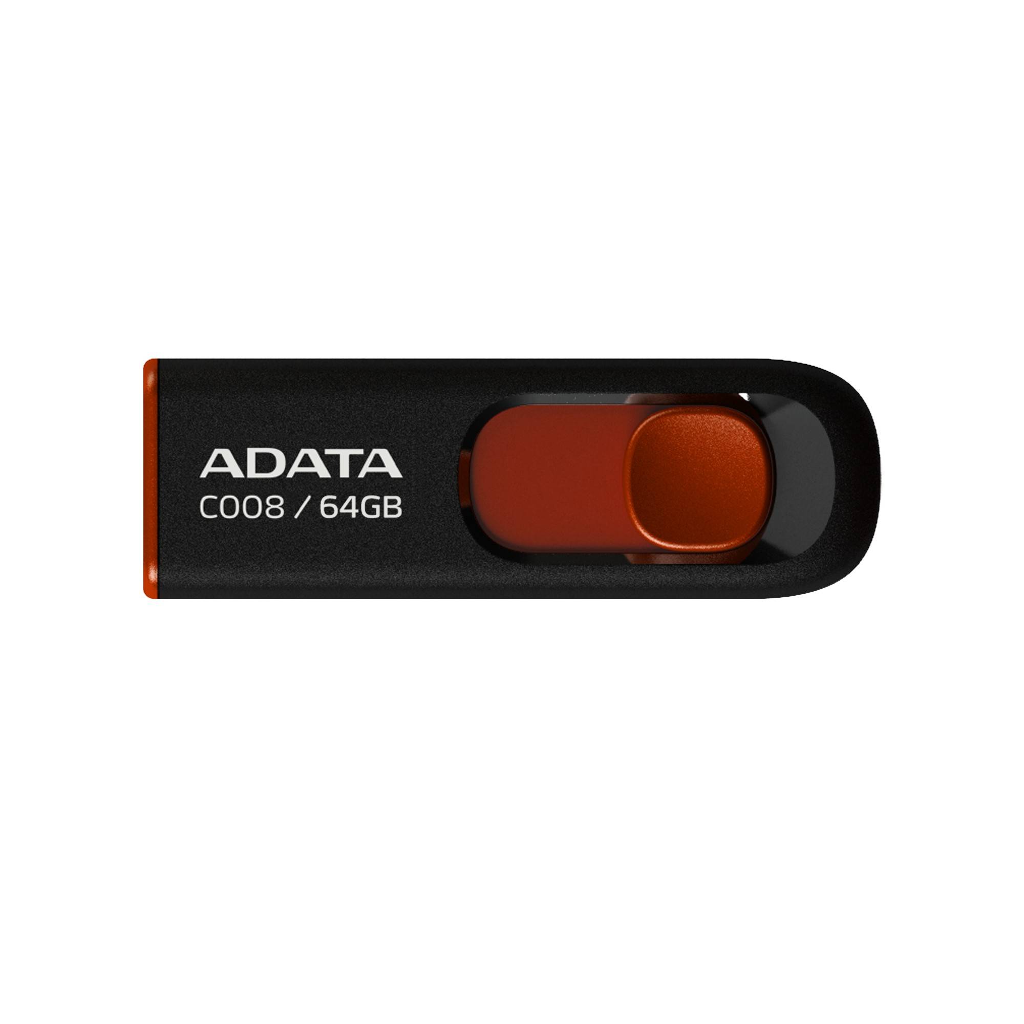 Memoria USB ADATA C008 - Negro, 64 GB, USB 2.0 Memoria USB ADATA C008 - Negro, 64 GB, USB 2.0